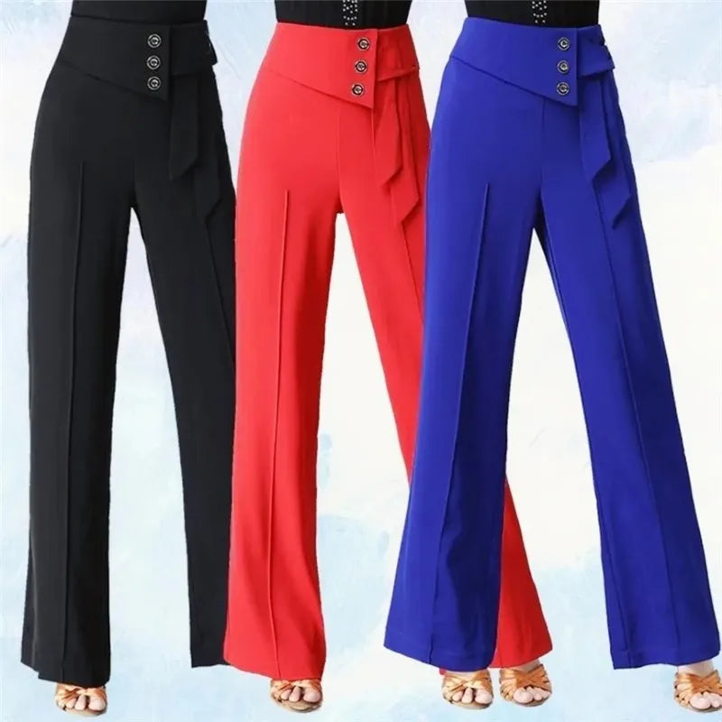 Wide-Leg Women Pants High Waist Latin Dance National Standard Dance Modern Dance Samba Acrobatics Square Dance Social Dance