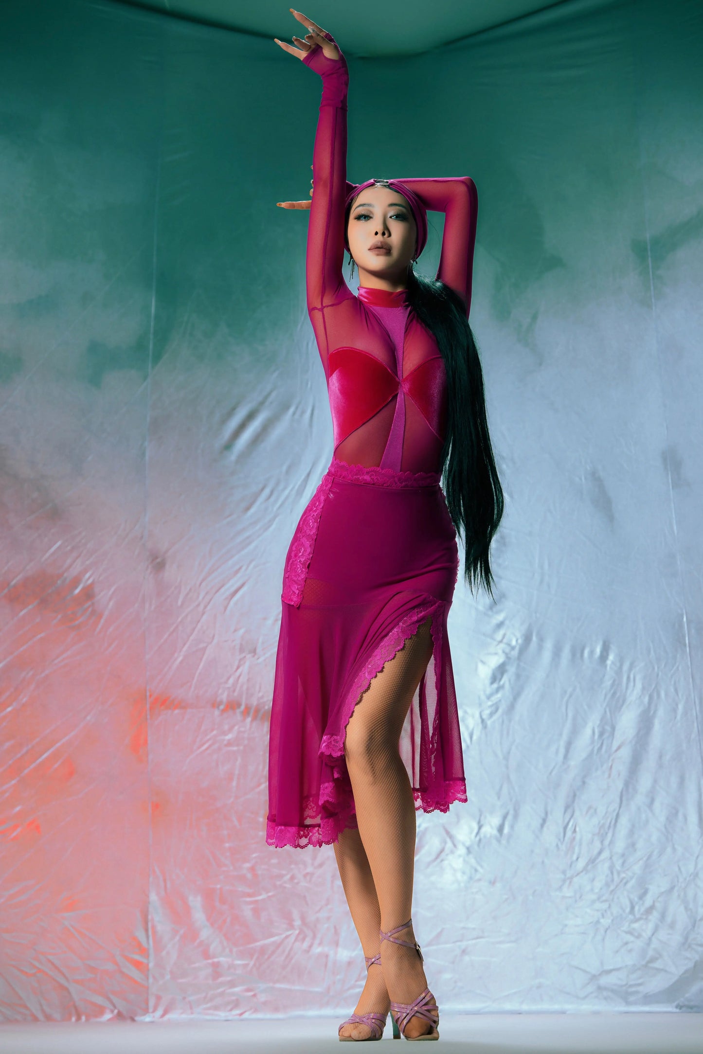 Customized Split Set Pole Ballroom Dress Standard Vestito Latino Americano Donna Dance Clothes Women Clothing Latin Dance Dress