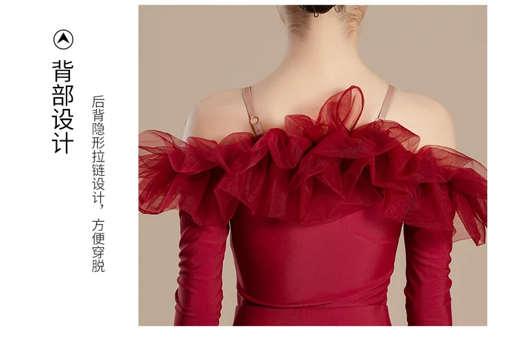 New Modern Dance Skirts National Standard Child Ballroom Dance Waltz Social Dance Long Dresses Competition Performance Costume
