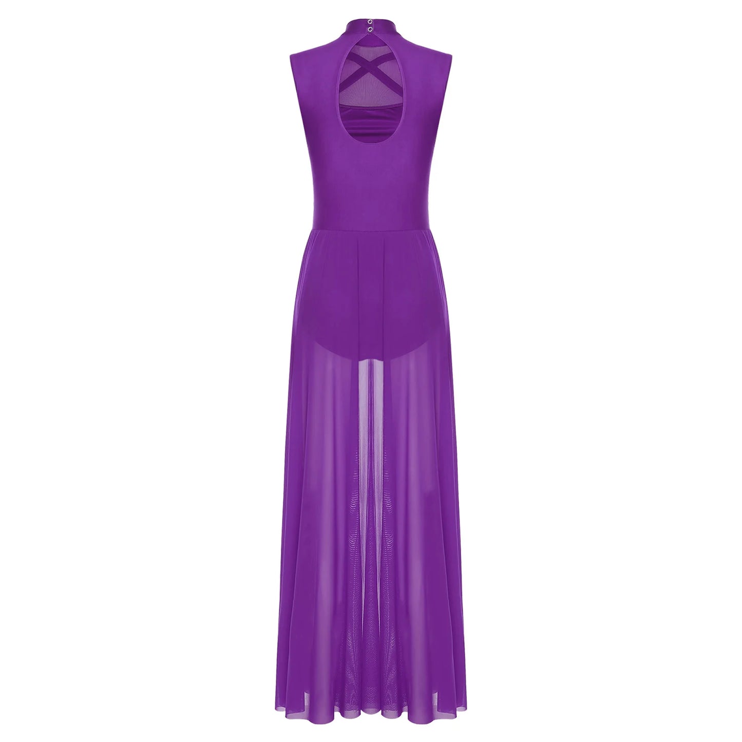 Womens Ballet Lyrical Dance Costumes Sequin Mesh Tulle Flowy Maxi Long Dress Built-In Briefs Morden Contemporary Dancewear