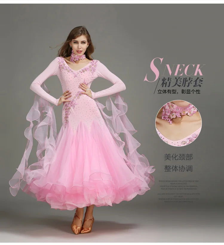 Customized Modern Dance Dress Performance National Standard Dance Dress Balloom Competition Dress for Women