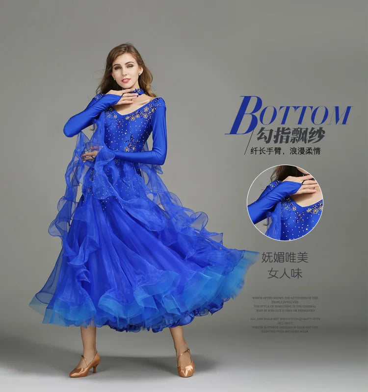 Customized Modern Dance Dress Performance National Standard Dance Dress Balloom Competition Dress for Women