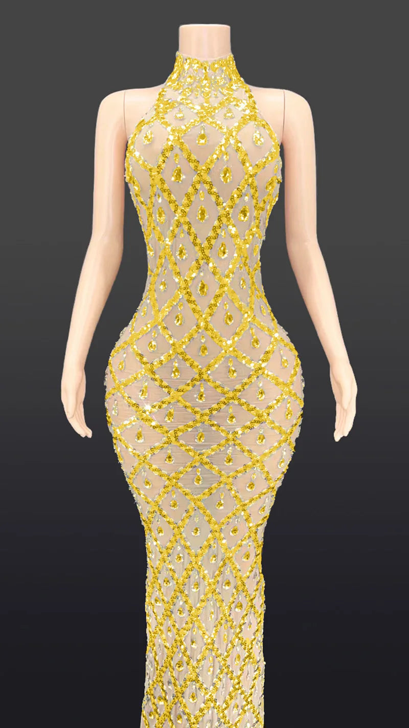 Customized Red Background Red Diamond Dress Nightclub Bar Female Singer DJDSgogo Performance Costume Stage Dress for Women