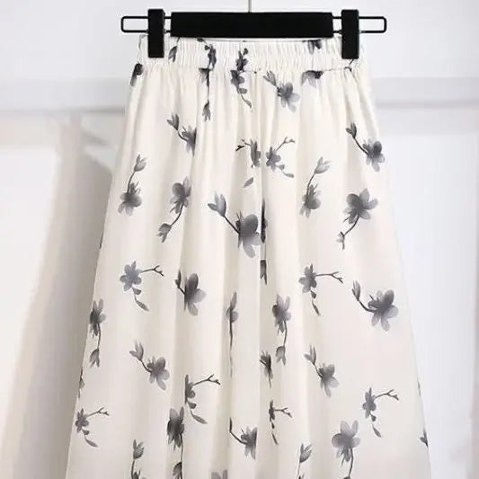 French Floral Skirt for Women with High Waist Covering Hips to Make Them Look Slim Mid-length A-line Skirt for the Forest