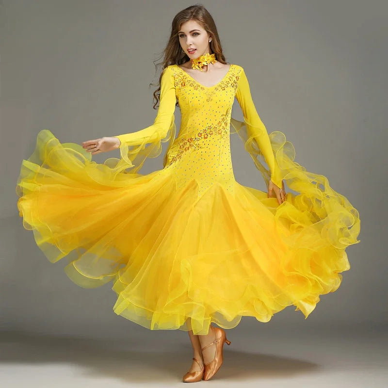 Customized Modern Dance Dress Performance National Standard Dance Dress Balloom Competition Dress for Women