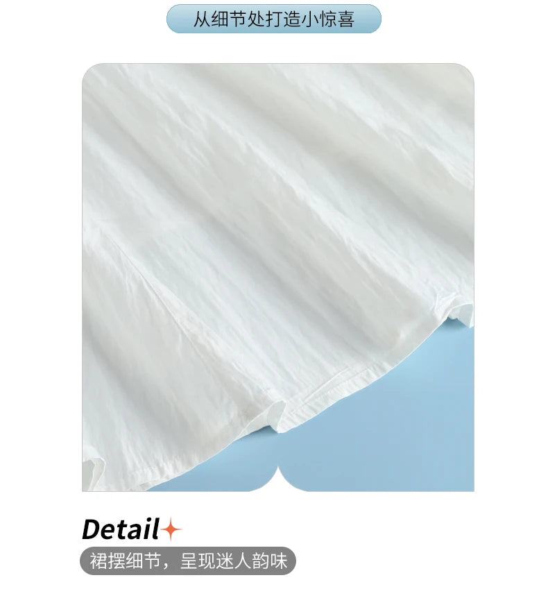 ZUZK French White Midi Skirt For Women 2025 Summer Thin New Medium Long Comfortable Cool A-line Skirt Casual Skirt