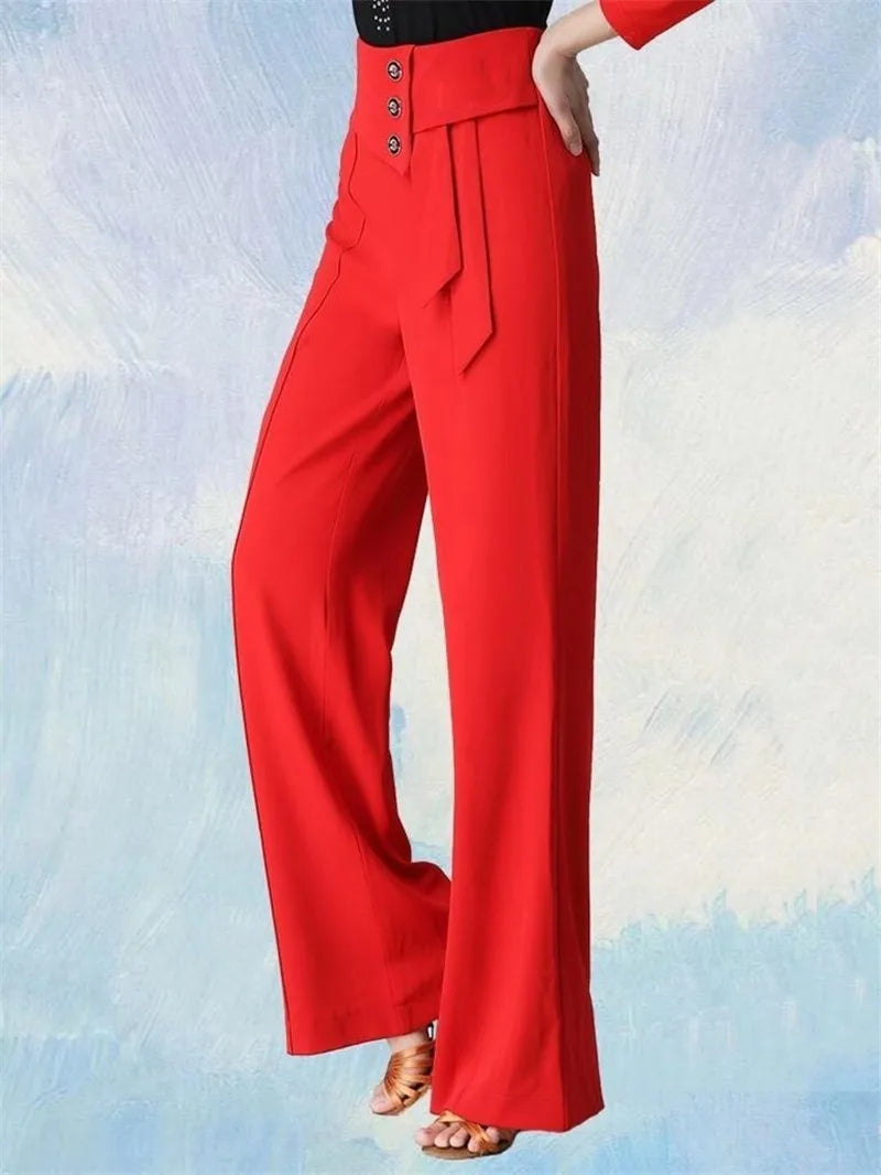 Wide-Leg Women Pants High Waist Latin Dance National Standard Dance Modern Dance Samba Acrobatics Square Dance Social Dance