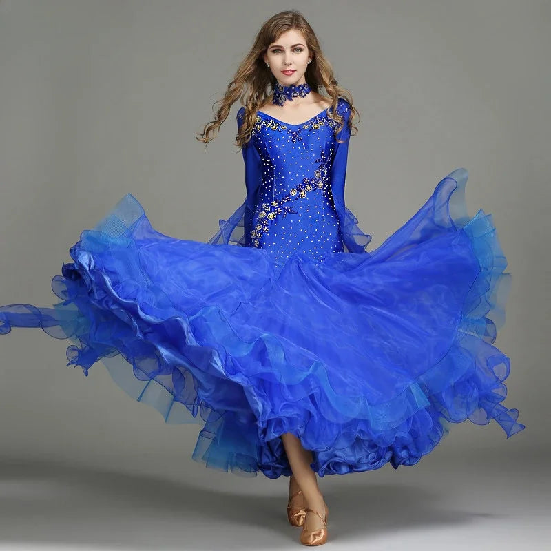 Customized Modern Dance Dress Performance National Standard Dance Dress Balloom Competition Dress for Women