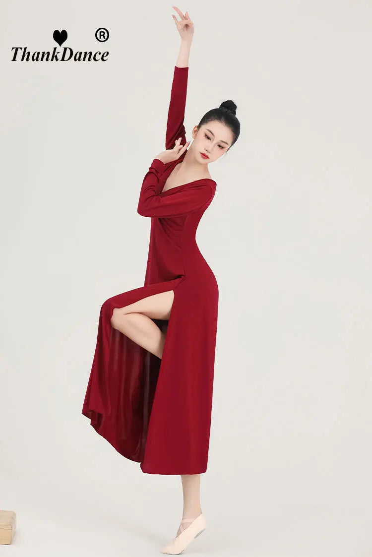 2023 Ballroom Waltz Modern Dance Dress Ballet Dance Competition Dresses Standard Ballet Red Dancing Clothes Long Tango Dress