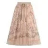 TFETTERS Pink Tulle Skirt Women Casual Graffiti Print Pleated Midi Skirt 2025 Spring and Summer Korean Fashion Women Clothing