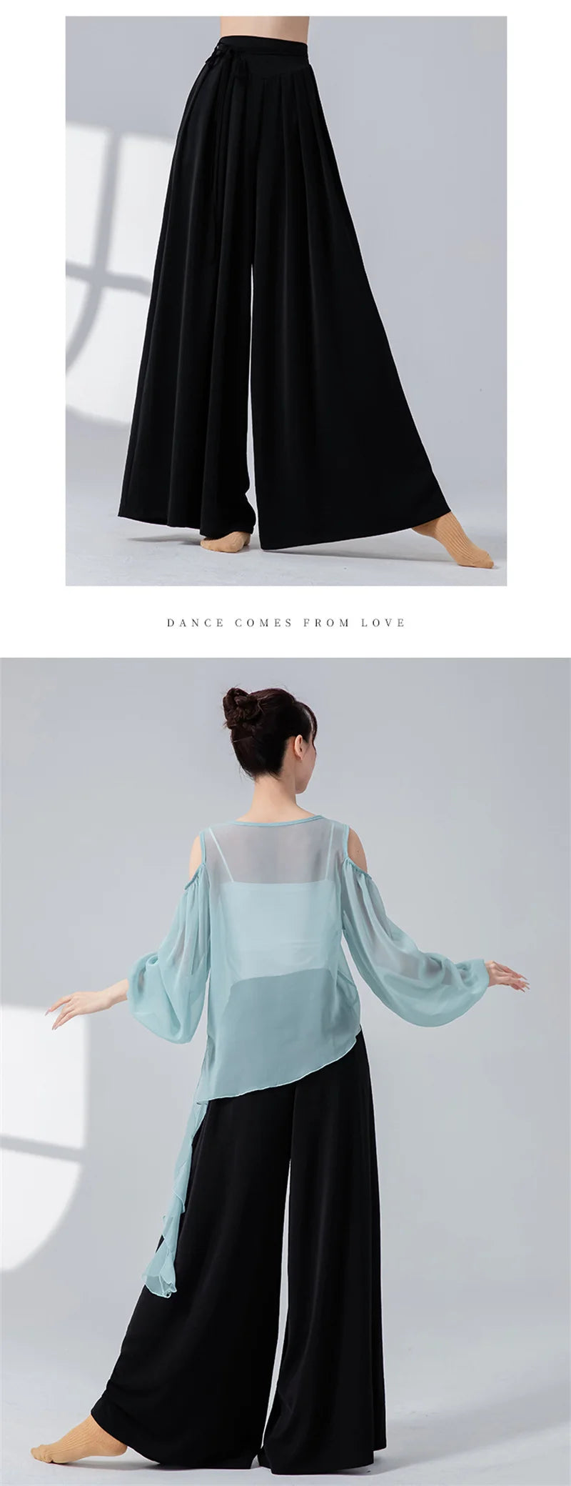 Women Dance Skirt Pant Stage Clothes Classical Modern National Dancer Practice Culottes Wide Leg Flowy Hanfu Folk Body Show