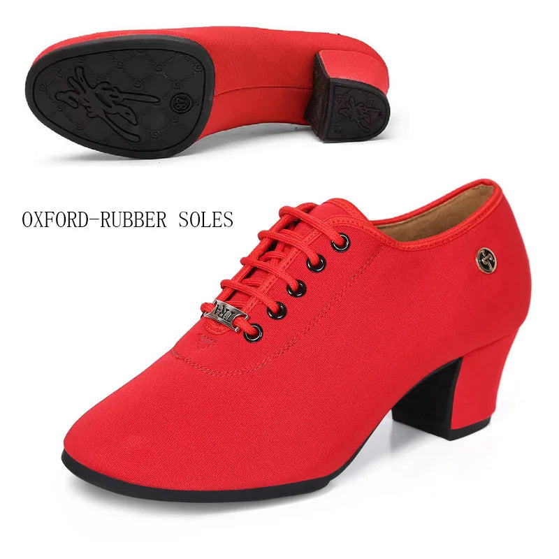 breathable shoes women dance shoes lace up heels women ballroom latin dance shoes big size 34-42 5cm Heels