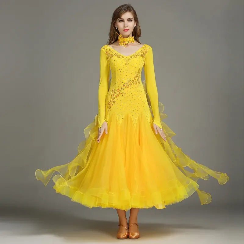 Customized Modern Dance Dress Performance National Standard Dance Dress Balloom Competition Dress for Women