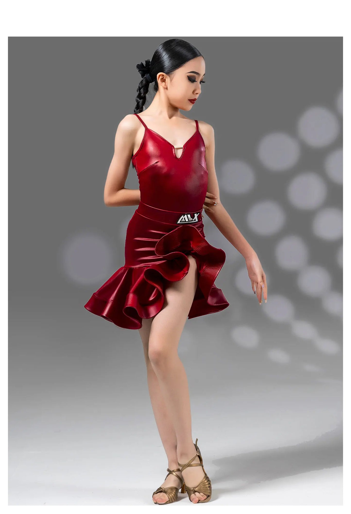 New Children'S Latin Dance Practice Suit Girl's Latin Dance Performance Suspender Skirt Ballroom Practice Dancing Dress VBH103