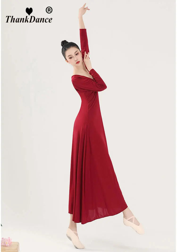 2023 Ballroom Waltz Modern Dance Dress Ballet Dance Competition Dresses Standard Ballet Red Dancing Clothes Long Tango Dress