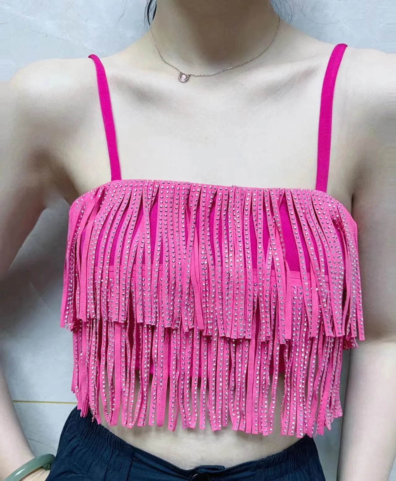 Women Skirt Fashion 2025 New Autumn High Waist Belt Multi Layer Short Heavy Drilling Rhinestones Fringed Skirt with Cake A Line