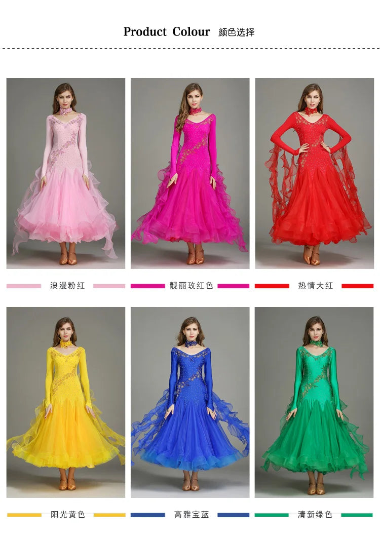 Customized Modern Dance Dress Performance National Standard Dance Dress Balloom Competition Dress for Women