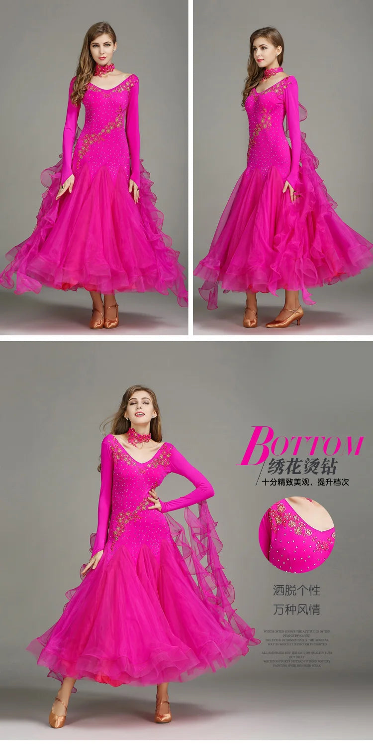Customized Modern Dance Dress Performance National Standard Dance Dress Balloom Competition Dress for Women