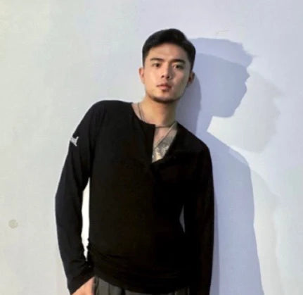 Men Long Sleeves Latin Dance Tops Round Neck Loose T Shirt Male Adult Cha Cha Rumba Salsa Dance Clothing Practice Wear DNV21958