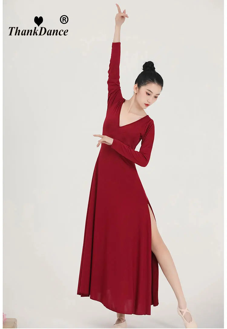 2023 Ballroom Waltz Modern Dance Dress Ballet Dance Competition Dresses Standard Ballet Red Dancing Clothes Long Tango Dress