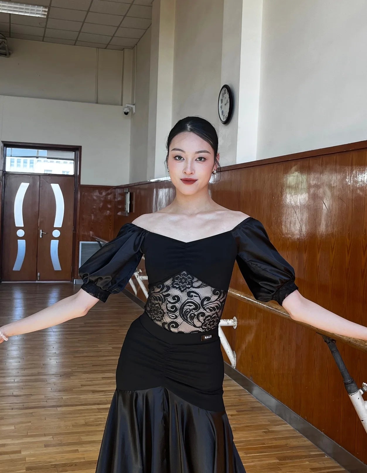 Ballroom Dress Women Performance Clothing Standard Modern Dance Outfit Lace Off Shoulder Dance Leotard Skirt Waltz Dress VBH1935