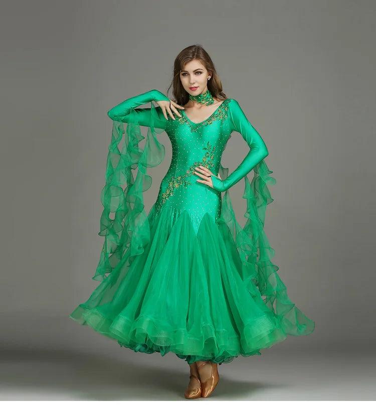 Customized Modern Dance Dress Performance National Standard Dance Dress Balloom Competition Dress for Women