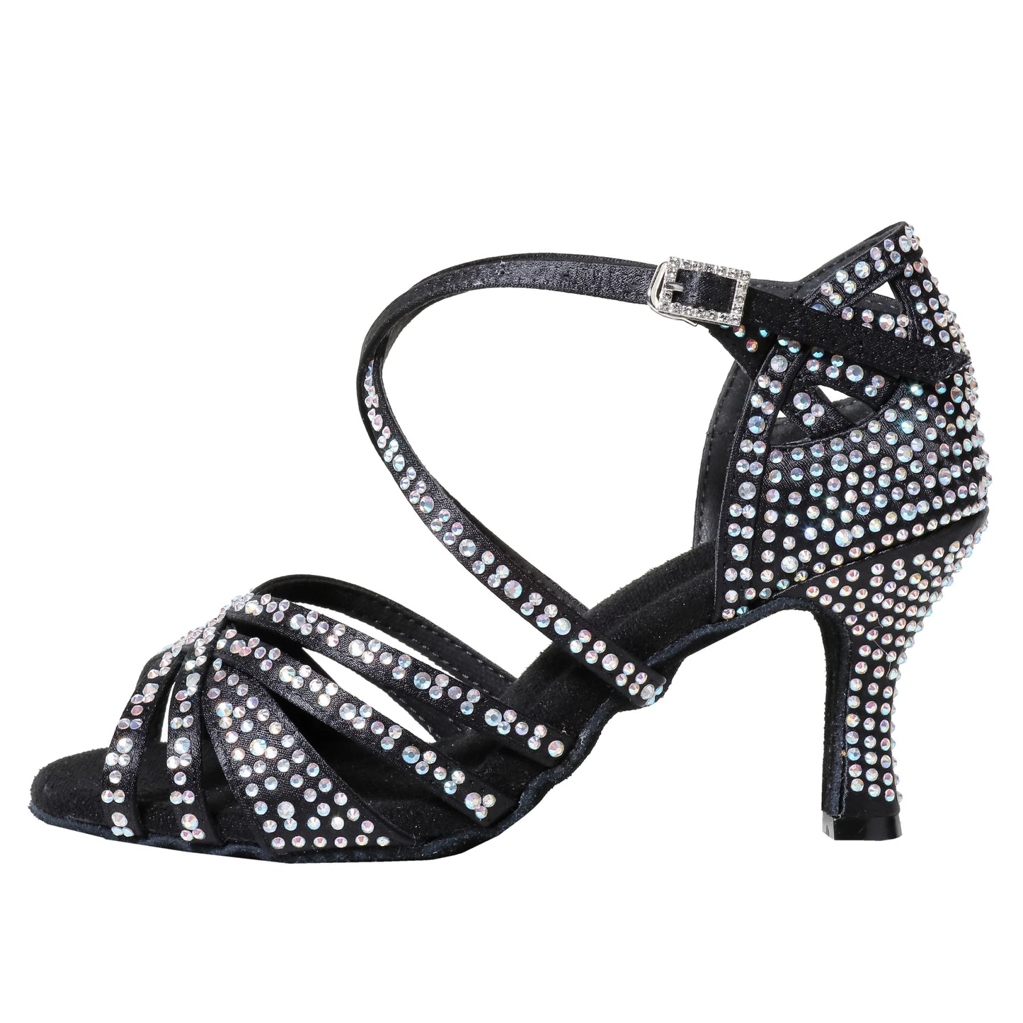New Latin Dance Shoes, Female Hot Diamond Dance Shoes, National Standard Cha Cha Dance Shoes, Square Dance Sandals, 7.5cm Heel