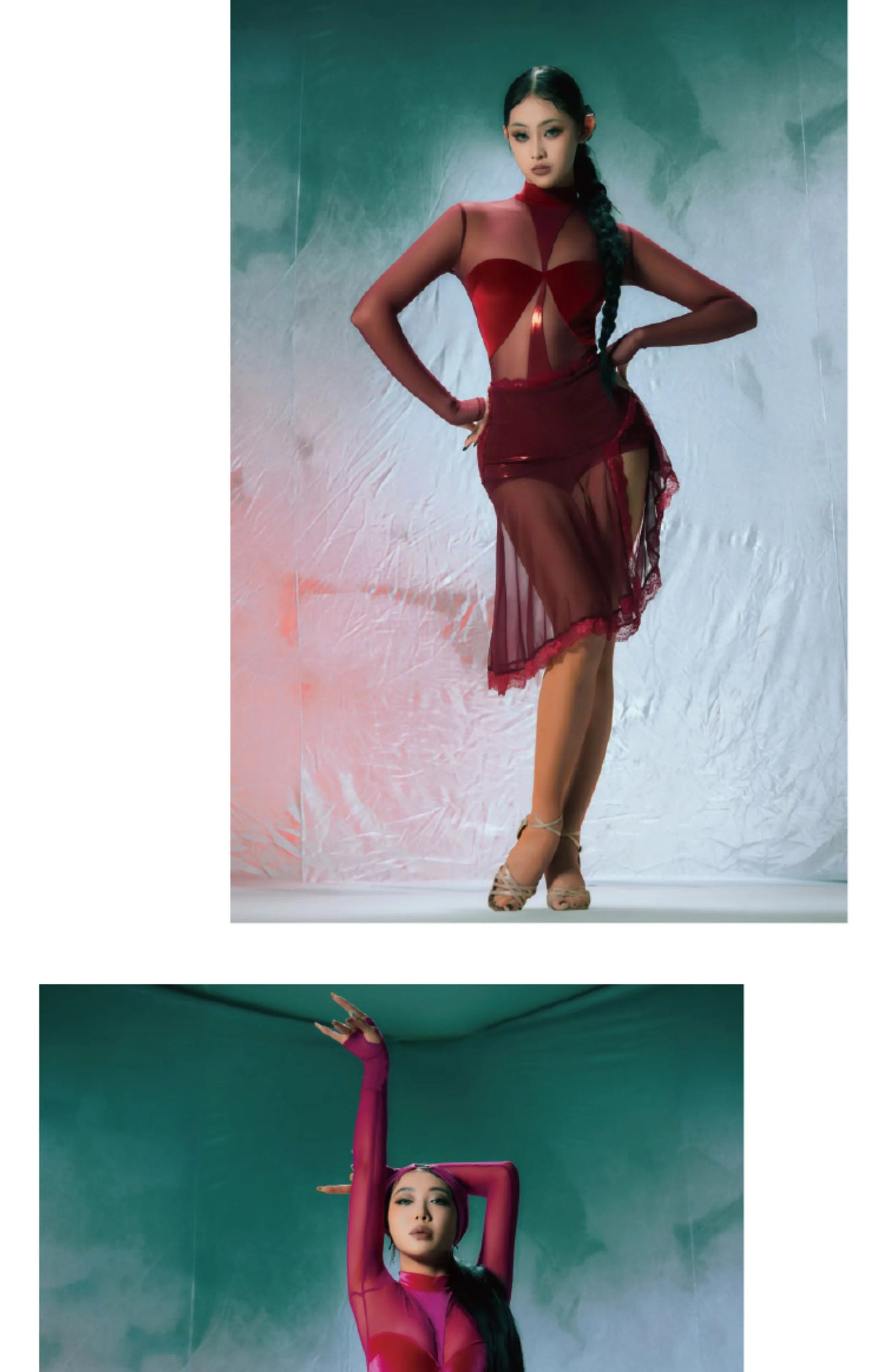 Customized Split Set Pole Ballroom Dress Standard Vestito Latino Americano Donna Dance Clothes Women Clothing Latin Dance Dress