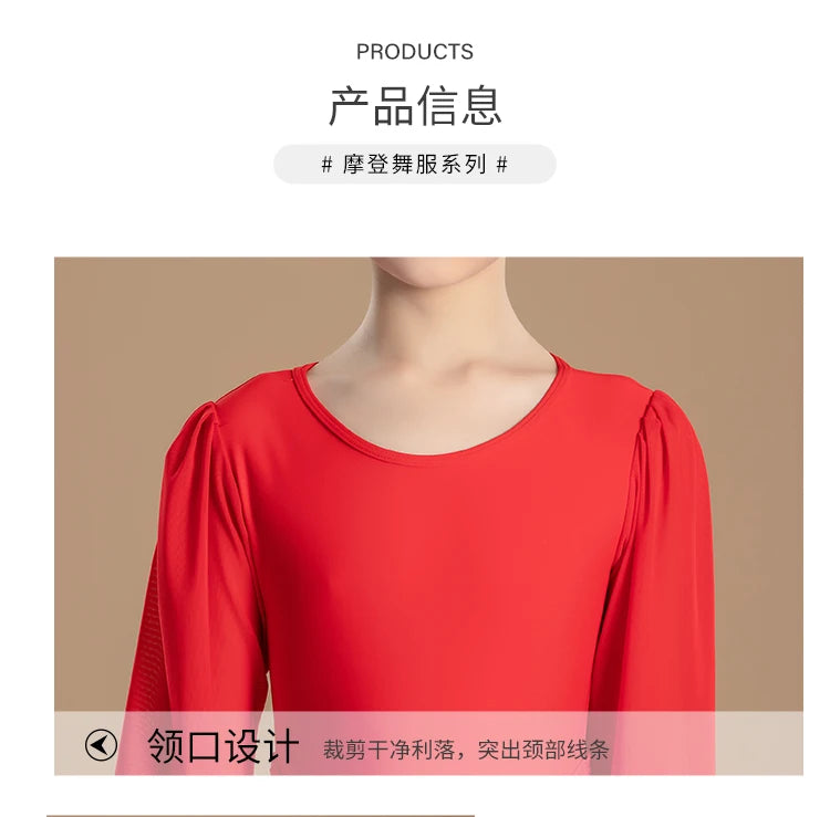Ballroom Dance Dress White Waltz Dress Standard Modern Dance Competition Dresses for Girl Ballroom Training Dancewear Red 2753