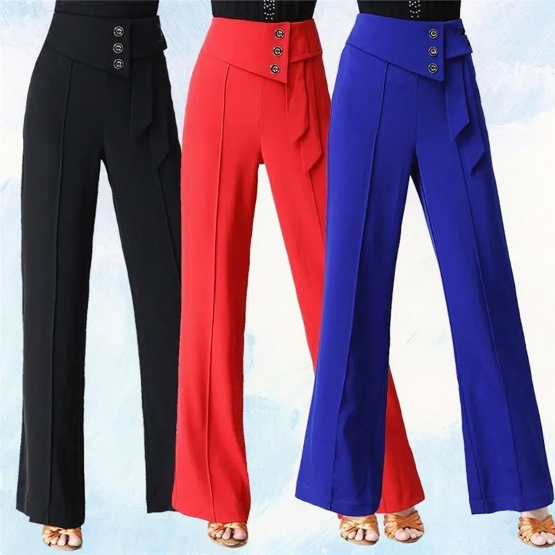 Wide-Leg Women Pants High Waist Latin Dance National Standard Dance Modern Dance Samba Acrobatics Square Dance Social Dance