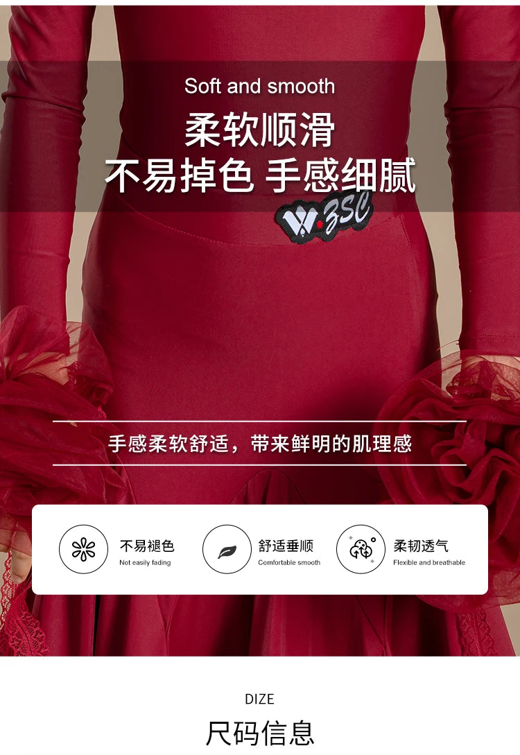 New Modern Dance Skirts National Standard Child Ballroom Dance Waltz Social Dance Long Dresses Competition Performance Costume