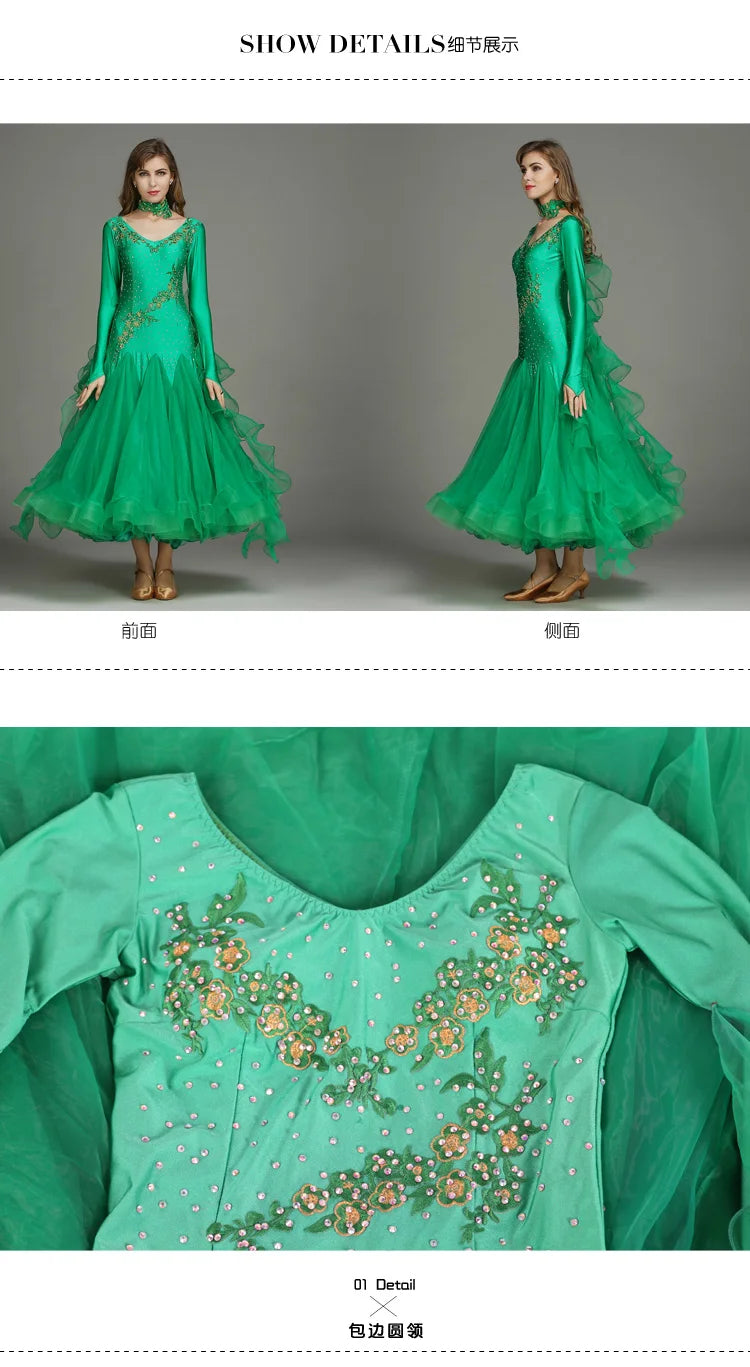Customized Modern Dance Dress Performance National Standard Dance Dress Balloom Competition Dress for Women