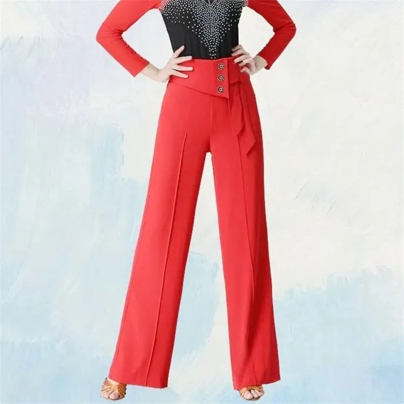 Wide-Leg Women Pants High Waist Latin Dance National Standard Dance Modern Dance Samba Acrobatics Square Dance Social Dance