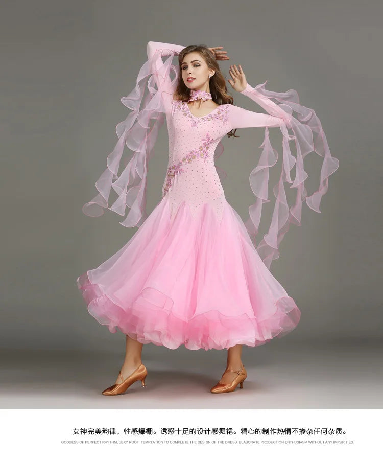 Customized Modern Dance Dress Performance National Standard Dance Dress Balloom Competition Dress for Women