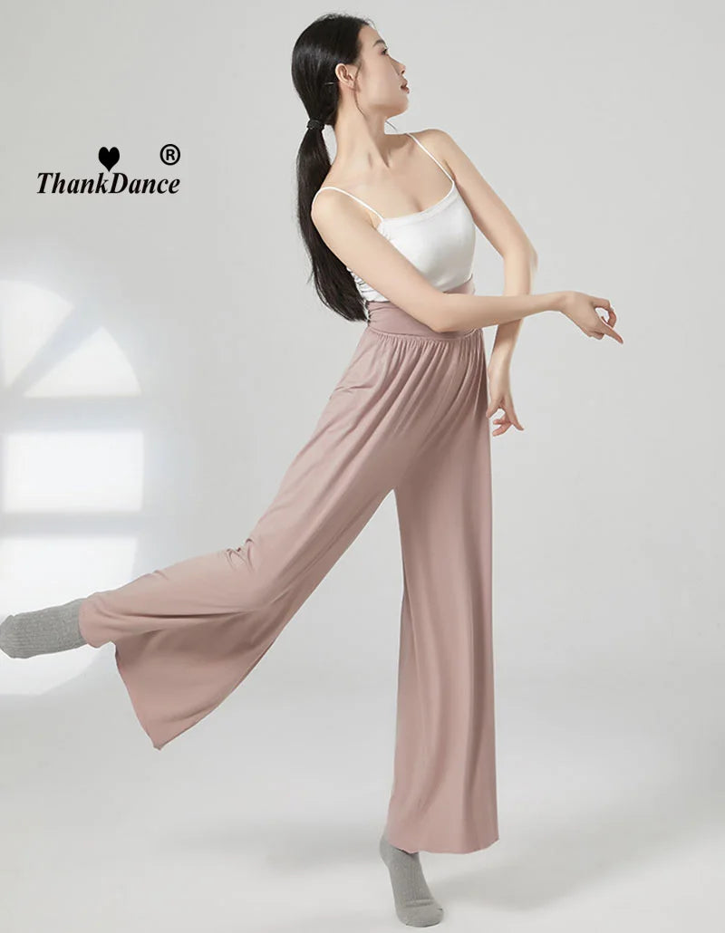 Modern Dance Pant Women High Waist National Standard Dance Pants Latin Dance Loose Pants Training Pant Cha Cha Trousers