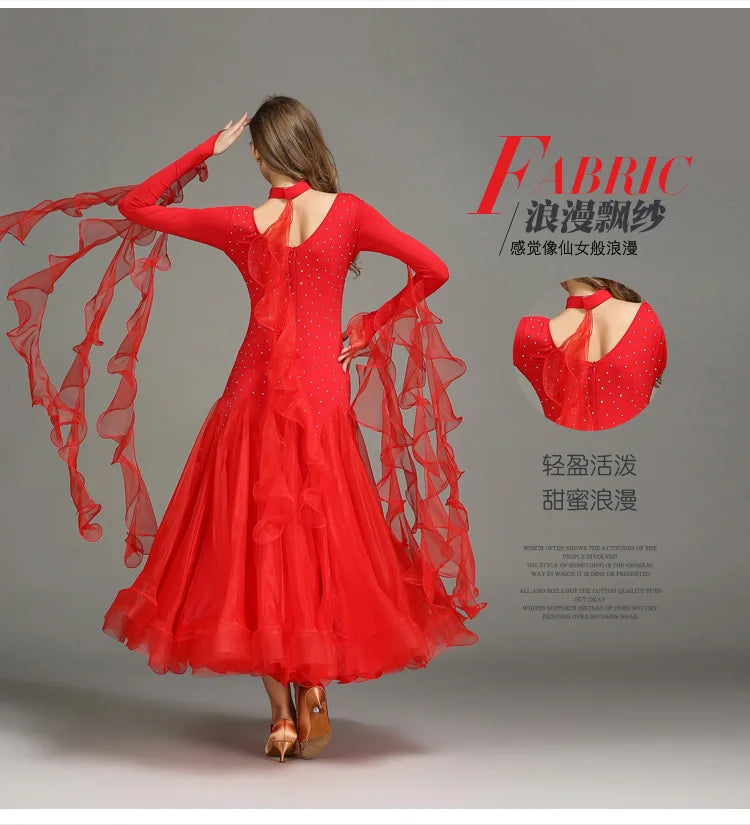 Customized Modern Dance Dress Performance National Standard Dance Dress Balloom Competition Dress for Women