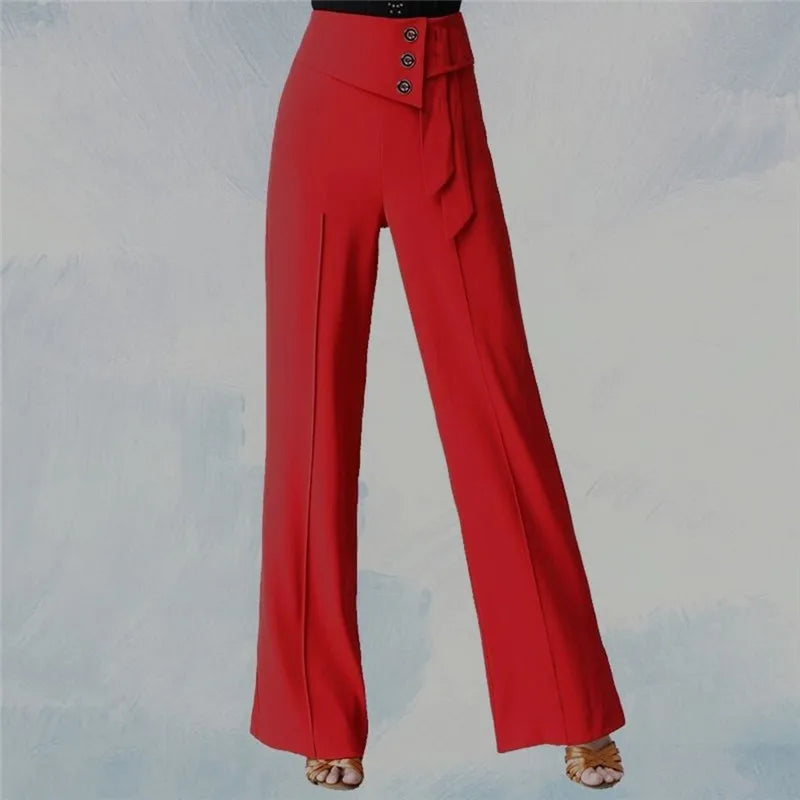 Wide-Leg Women Pants High Waist Latin Dance National Standard Dance Modern Dance Samba Acrobatics Square Dance Social Dance