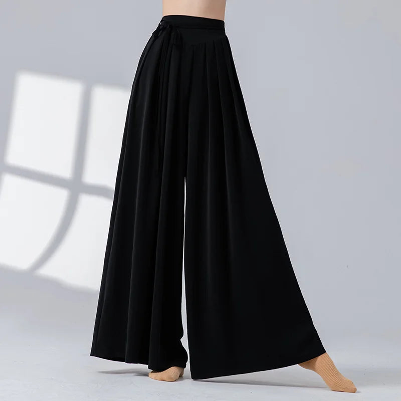Women Dance Skirt Pant Stage Clothes Classical Modern National Dancer Practice Culottes Wide Leg Flowy Hanfu Folk Body Show
