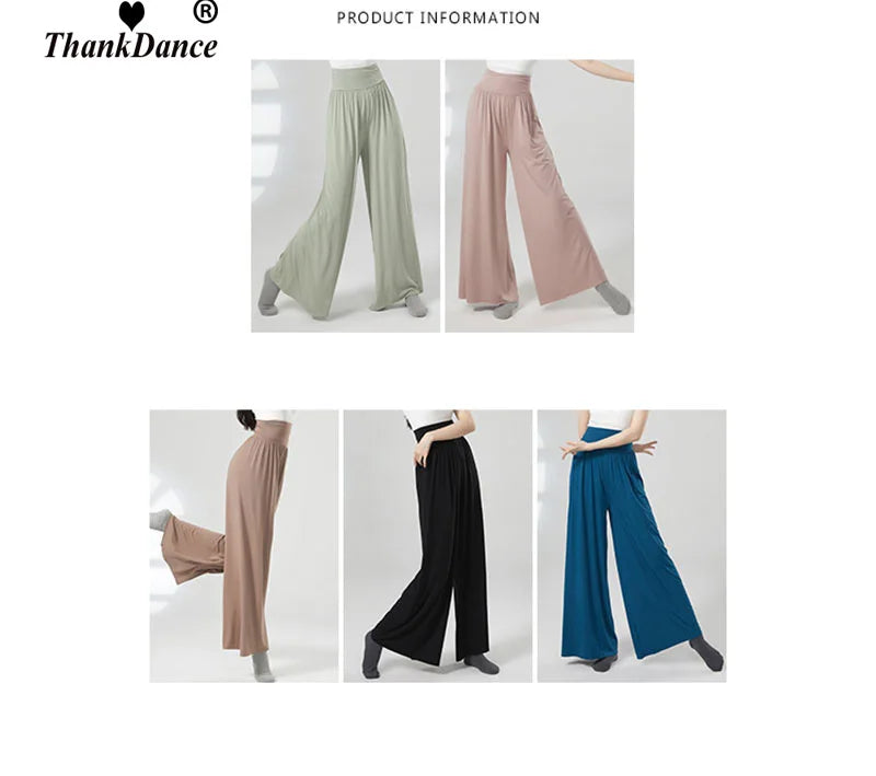 Modern Dance Pant Women High Waist National Standard Dance Pants Latin Dance Loose Pants Training Pant Cha Cha Trousers