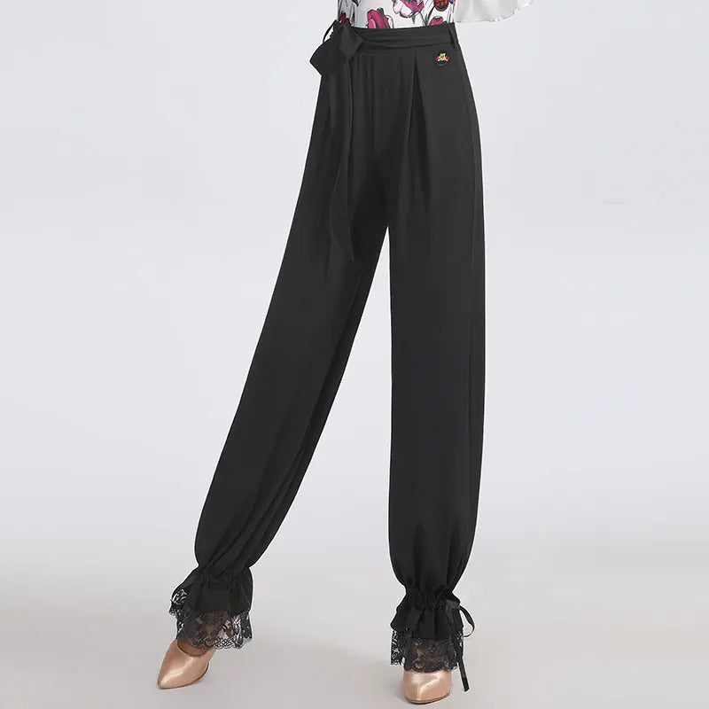 2025New Latin Dance Pants Women Performance National Standard Waltz Trousers Ladies Black Modern Ballroom Dancewear Costumes