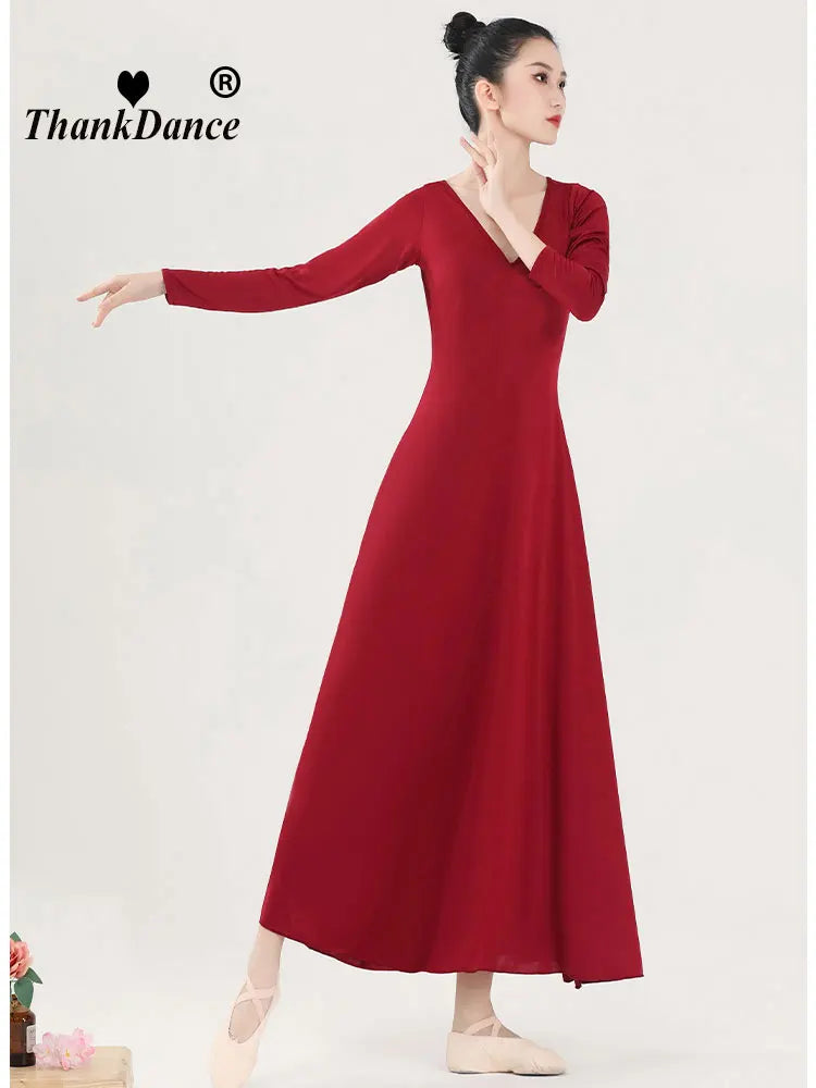 2023 Ballroom Waltz Modern Dance Dress Ballet Dance Competition Dresses Standard Ballet Red Dancing Clothes Long Tango Dress