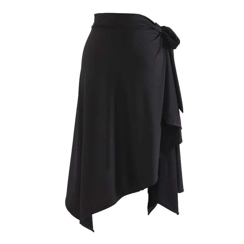 Women Modern Dance Skirt Ballroom Adult National Standard Social Dancewear Triangular Binder Lace-up Skirt Performance Costume