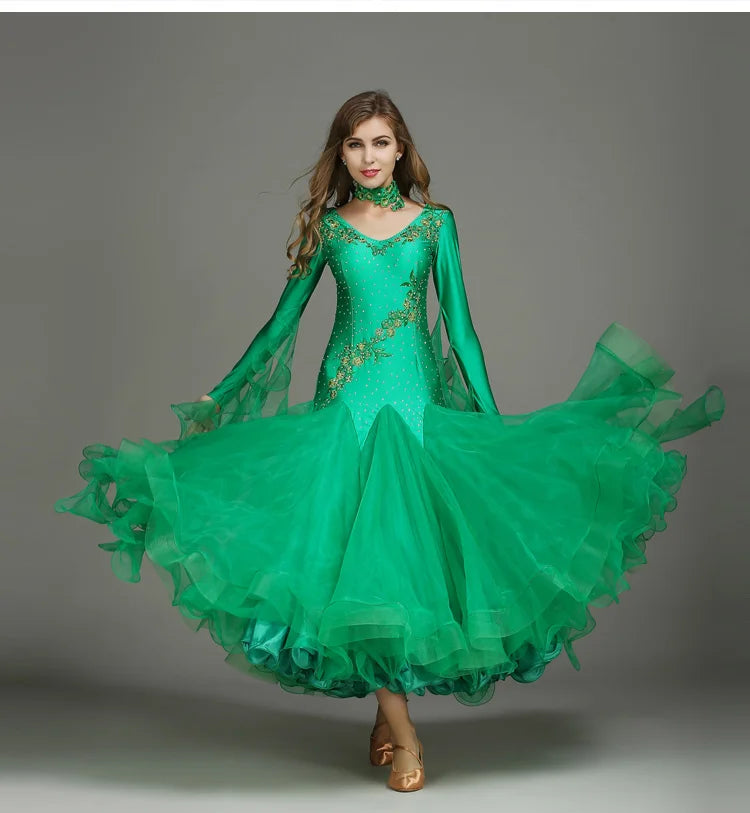 Customized Modern Dance Dress Performance National Standard Dance Dress Balloom Competition Dress for Women