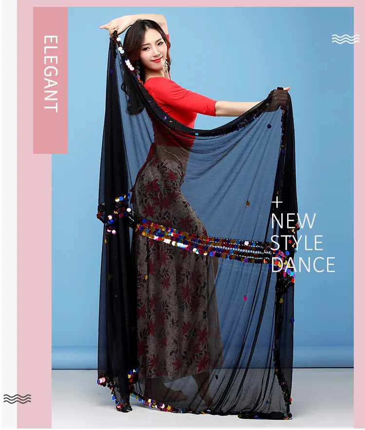Vibrant Red Drape Shawl with Multicolor Pom-Pom Trim – Flowing Dance Cape, Festival Shawl, Decorative Red Drapery for Stage & Fashion
