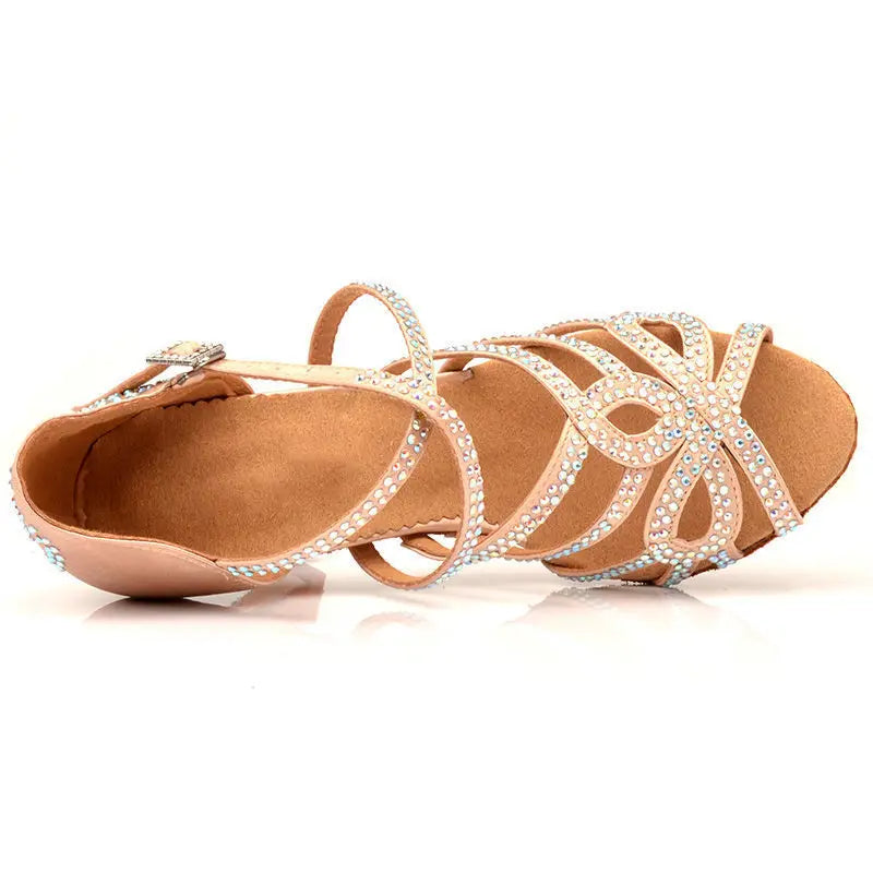 Black Diamond Latin Dance Shoes Female Adult High Heel Sandals Samba Hall Party Social salsa Dance Shoes for women 스니커즈