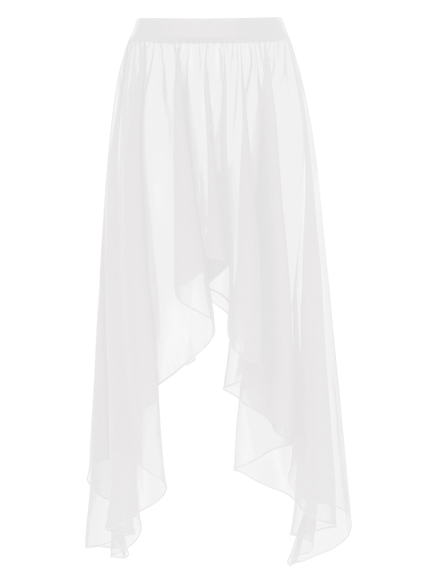 Women Adult Ballet Training Clothes Asymmetrical Sheer Chiffon Skirts Girls Middle Mesh Skirt Tulle Skirt Dance Stage Costume