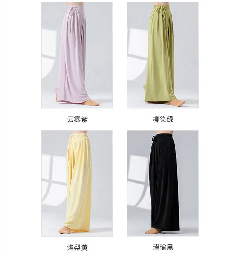 Women Dance Skirt Pant Stage Clothes Classical Modern National Dancer Practice Culottes Wide Leg Flowy Hanfu Folk Body Show