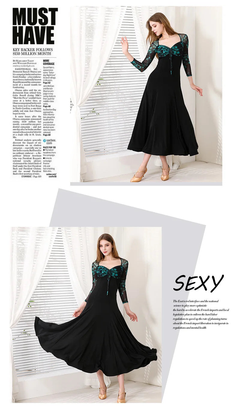 Customized Modern Dance Dress National Standard Dance Dress Social Waltz Grand Swing Skirt Ballroom Dance Competition Dresses
