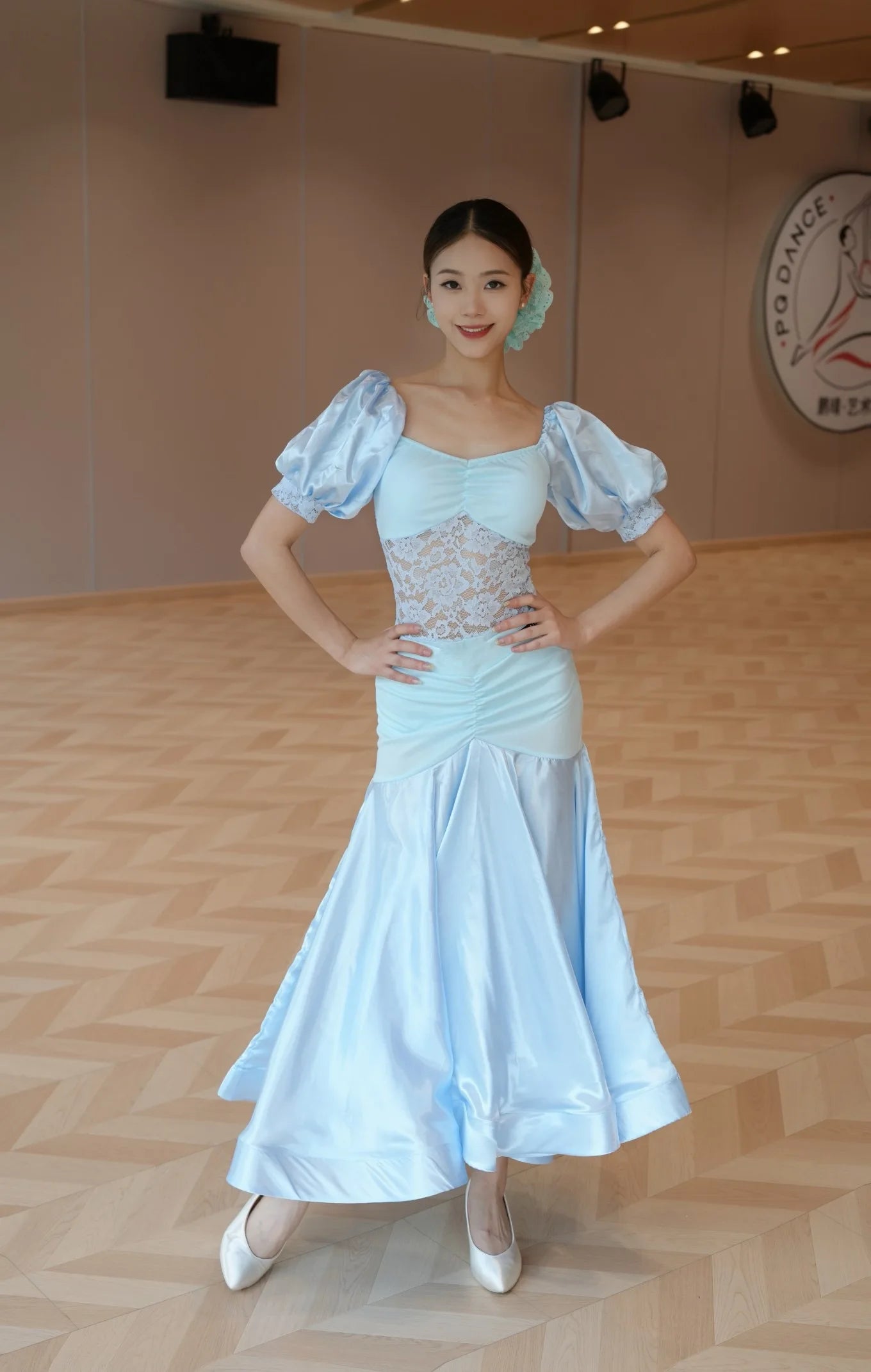 Ballroom Dress Women Performance Clothing Standard Modern Dance Outfit Lace Off Shoulder Dance Leotard Skirt Waltz Dress VBH1935