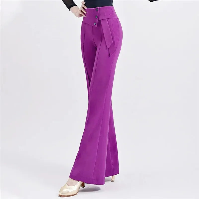 Wide-Leg Women Pants High Waist Latin Dance National Standard Dance Modern Dance Samba Acrobatics Square Dance Social Dance